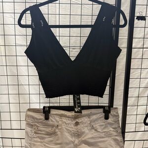 Kiss Black V-Neck Crop Top